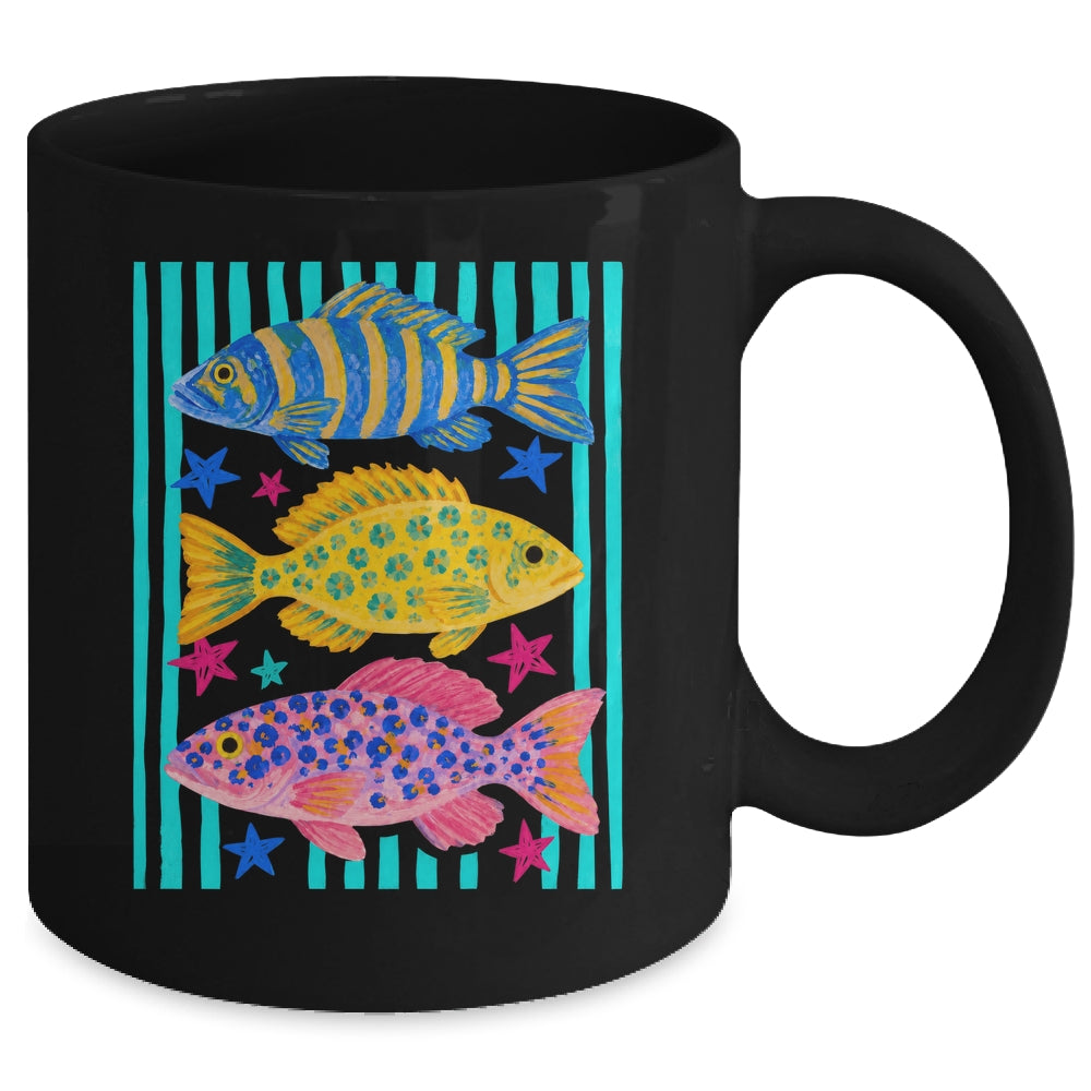 Preppy Fish Retro Summertime Travel Beach Vacation Fishing Mug | teecentury