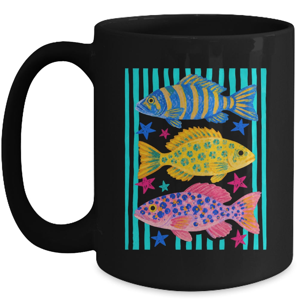 Preppy Fish Retro Summertime Travel Beach Vacation Fishing Mug | teecentury