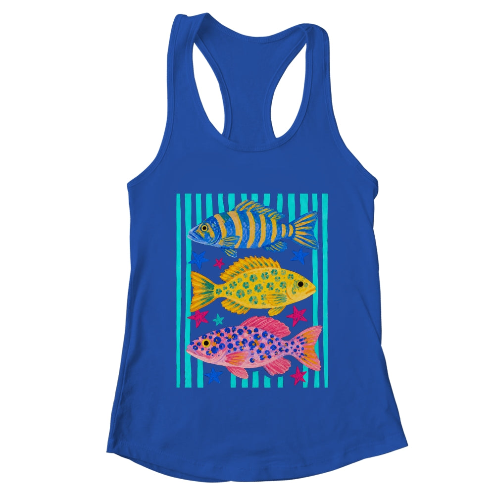 Preppy Fish Retro Summertime Travel Beach Vacation Fishing Shirt & Tank Top | teecentury