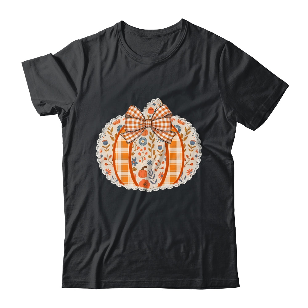 Preppy Floral Fall Pumpkin Vintage Floral Autumn Coquette Shirt & Sweatshirt | teecentury