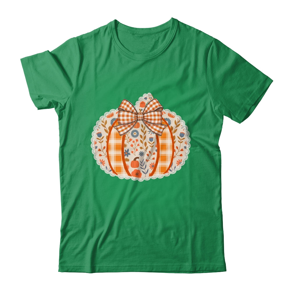 Preppy Floral Fall Pumpkin Vintage Floral Autumn Coquette Shirt & Sweatshirt | teecentury