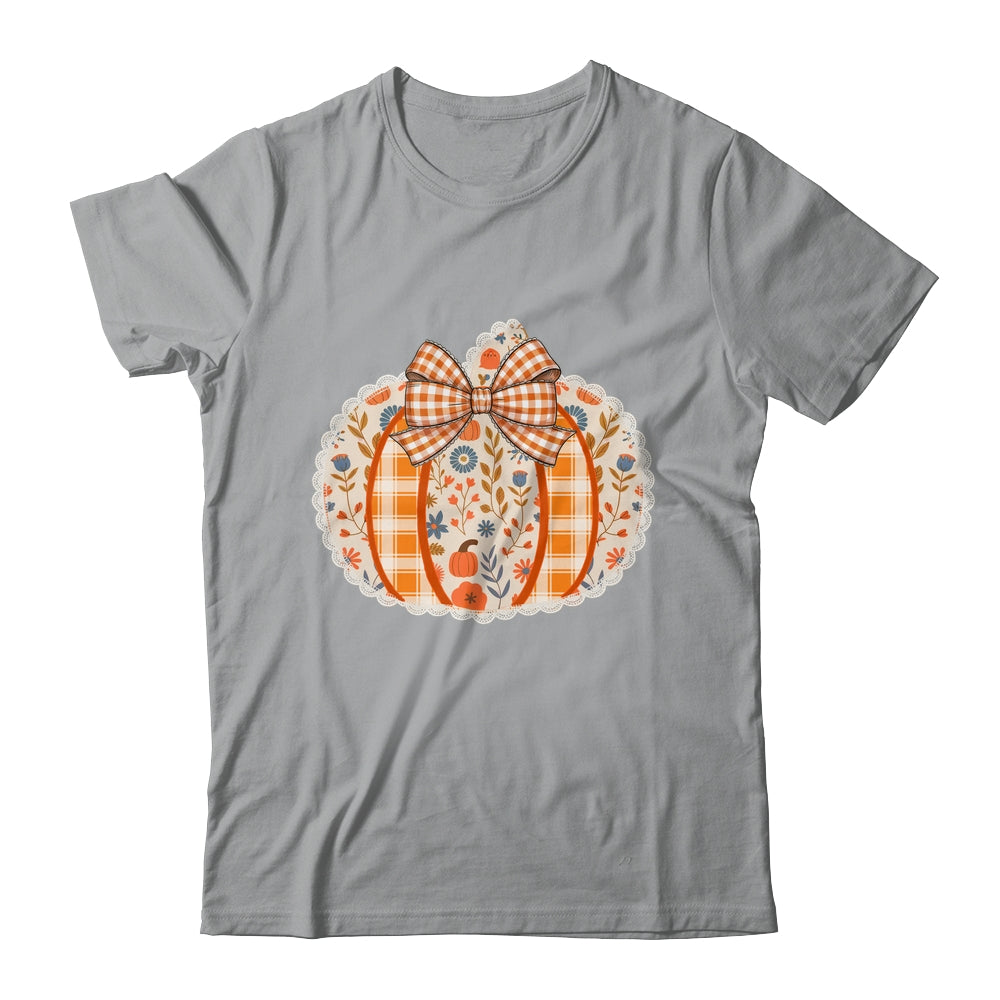 Preppy Floral Fall Pumpkin Vintage Floral Autumn Coquette Shirt & Sweatshirt | teecentury