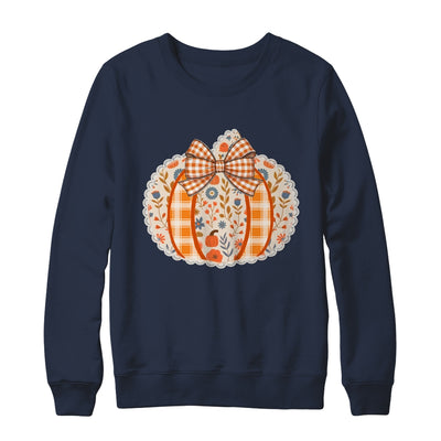 Preppy Floral Fall Pumpkin Vintage Floral Autumn Coquette Shirt & Sweatshirt | teecentury