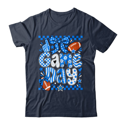 Preppy Game Day Football Girly Bow Team Spirit Girls Blue Shirt & Hoodie | teecentury