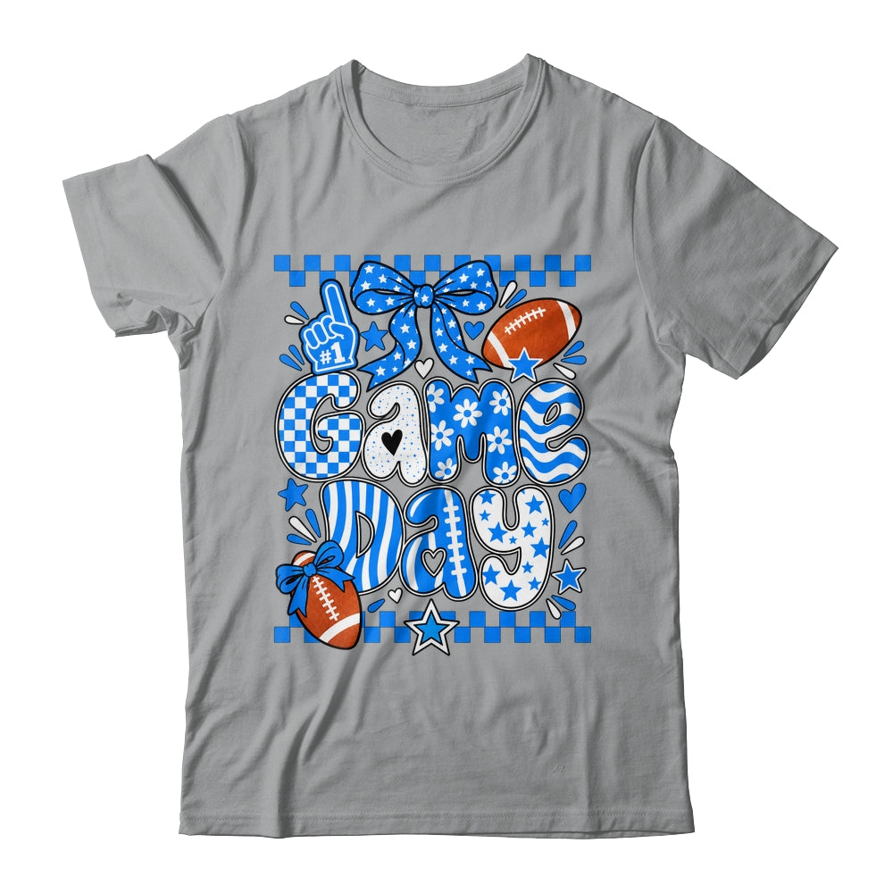 Preppy Game Day Football Girly Bow Team Spirit Girls Blue Shirt & Hoodie | teecentury