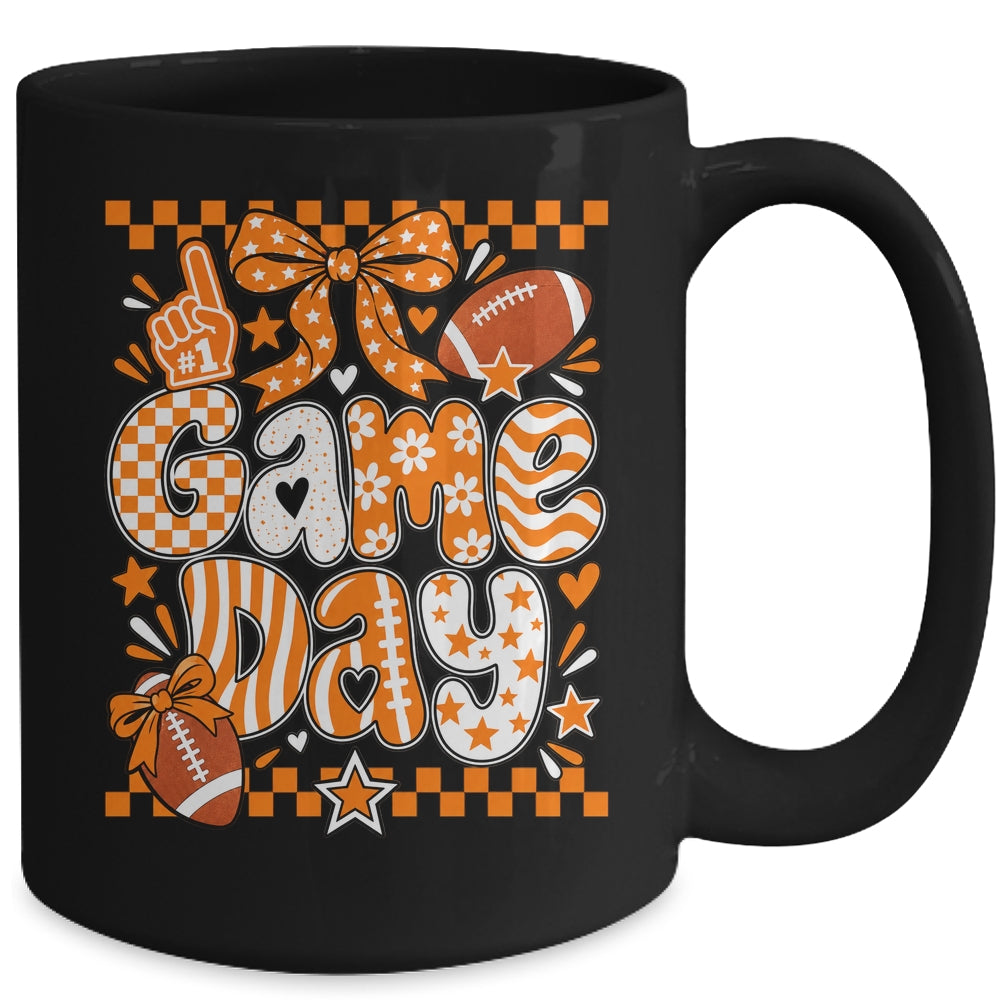 Preppy Game Day Football Girly Bow Team Spirit Girls Orange Mug | teecentury