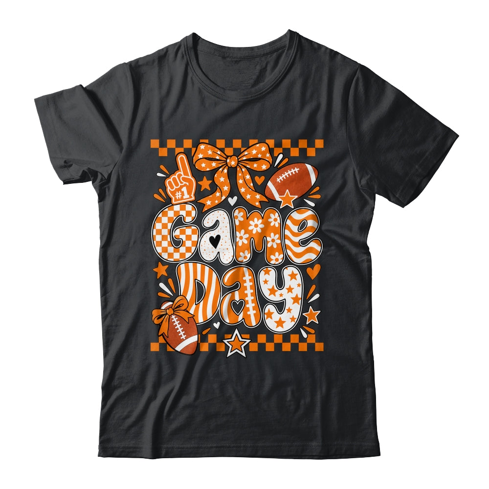 Preppy Game Day Football Girly Bow Team Spirit Girls Orange Shirt & Hoodie | teecentury