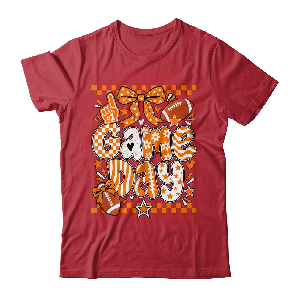 Preppy Game Day Football Girly Bow Team Spirit Girls Orange Shirt & Hoodie | teecentury