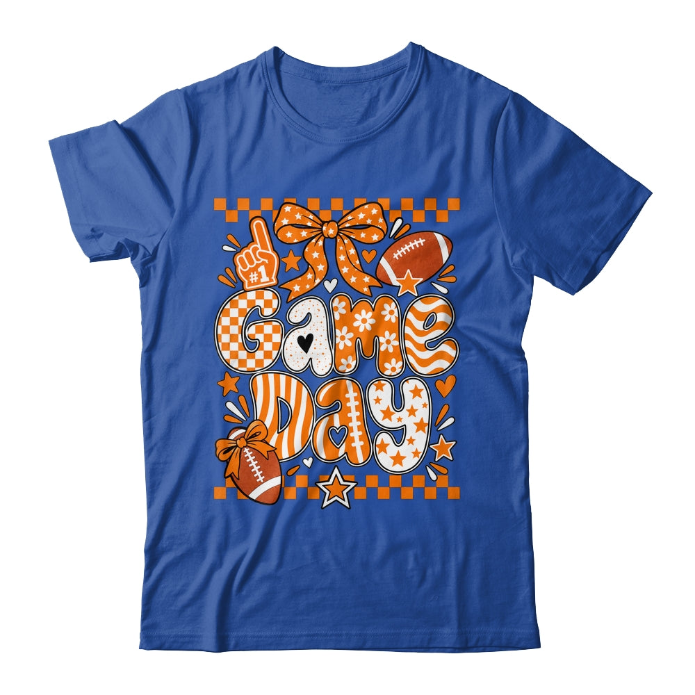 Preppy Game Day Football Girly Bow Team Spirit Girls Orange Shirt & Hoodie | teecentury