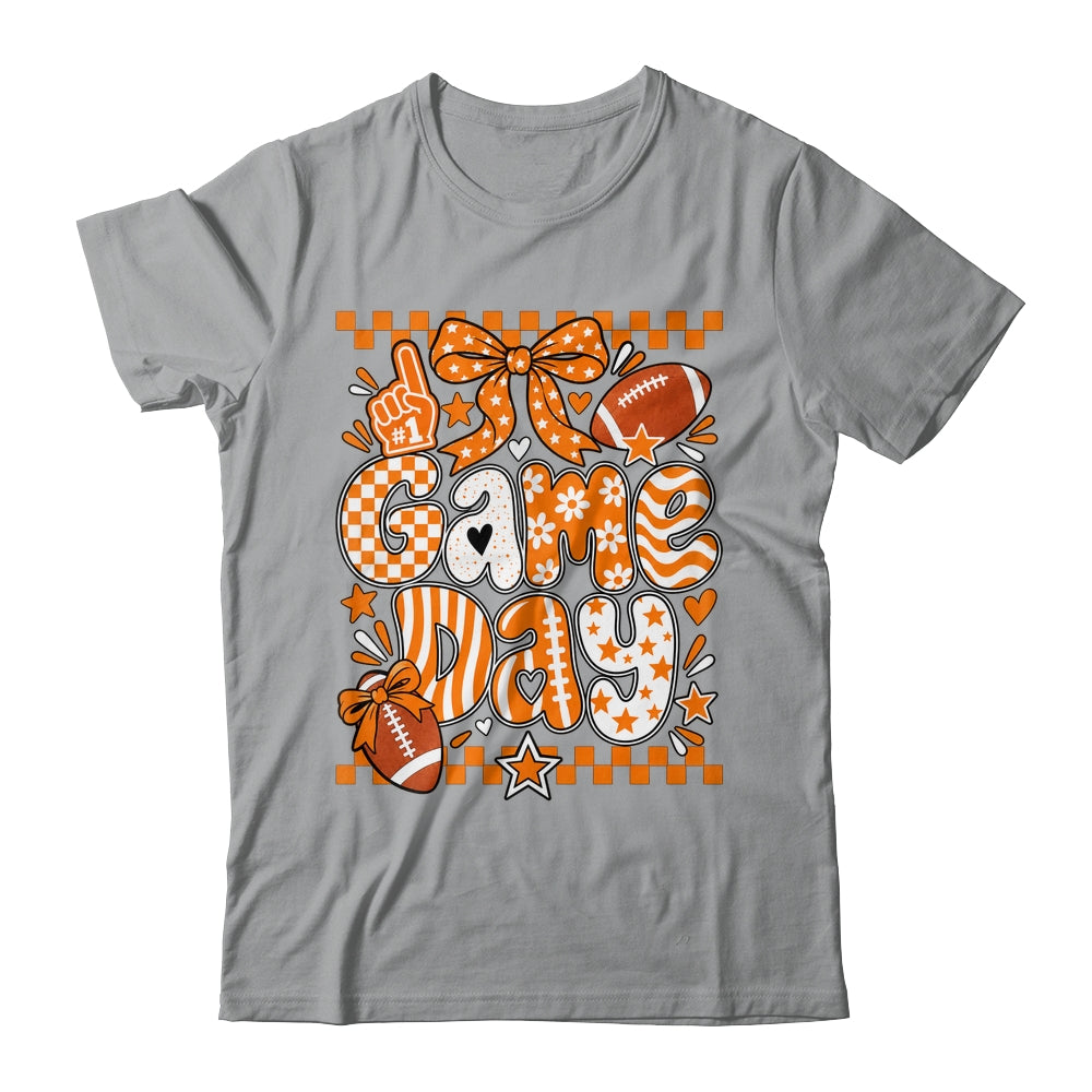 Preppy Game Day Football Girly Bow Team Spirit Girls Orange Shirt & Hoodie | teecentury