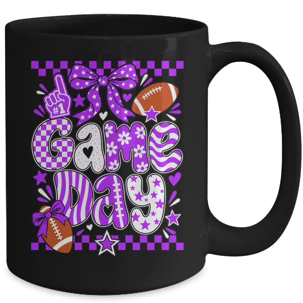 Preppy Game Day Football Girly Bow Team Spirit Girls Purple Mug | teecentury