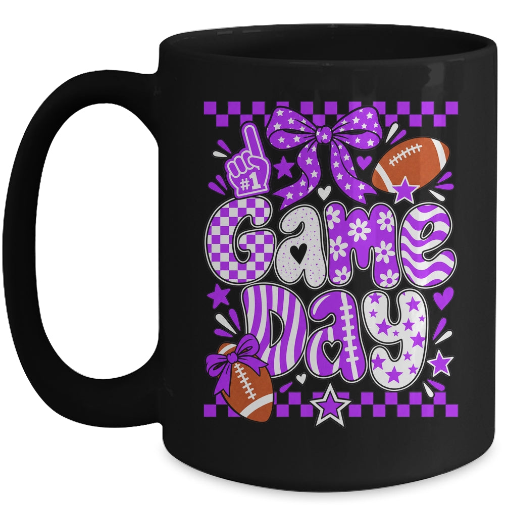 Preppy Game Day Football Girly Bow Team Spirit Girls Purple Mug | teecentury