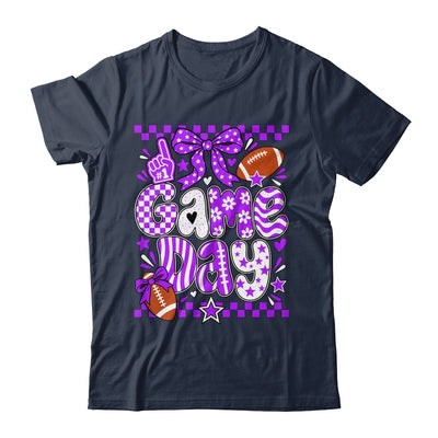 Preppy Game Day Football Girly Bow Team Spirit Girls Purple Shirt & Hoodie | teecentury