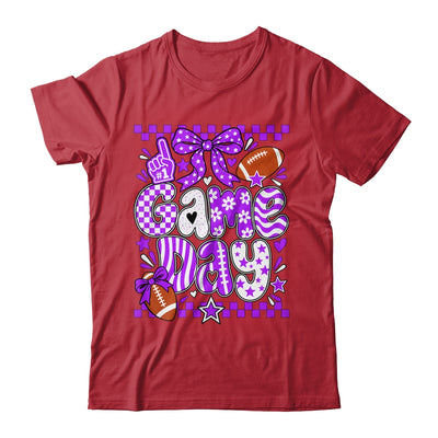 Preppy Game Day Football Girly Bow Team Spirit Girls Purple Shirt & Hoodie | teecentury
