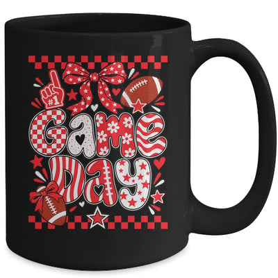 Preppy Game Day Football Girly Bow Team Spirit Girls Red Mug | teecentury