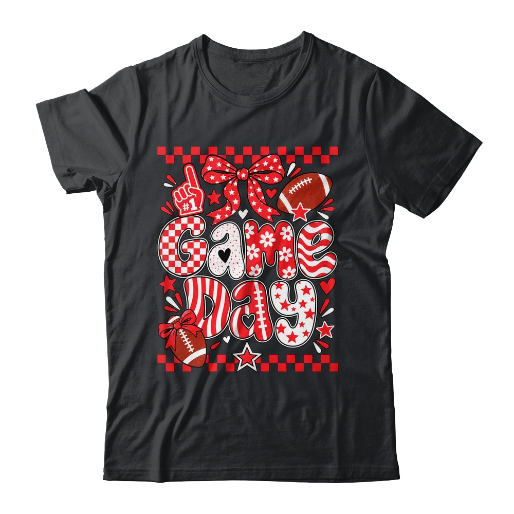 Preppy Game Day Football Girly Bow Team Spirit Girls Red Shirt & Hoodie | teecentury