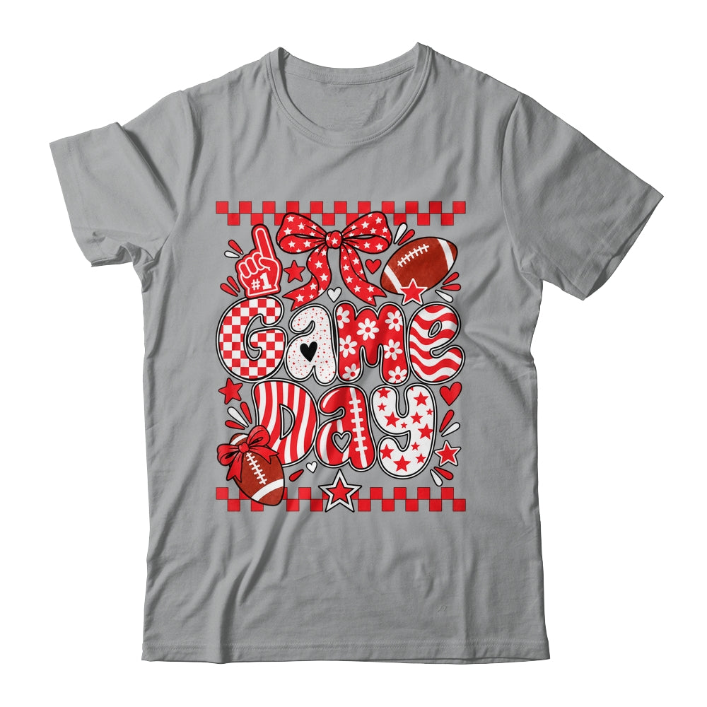 Preppy Game Day Football Girly Bow Team Spirit Girls Red Shirt & Hoodie | teecentury