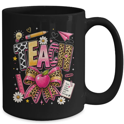 Preppy Leopard Teach Coquette Bow Leopard Back To School Mug | teecentury
