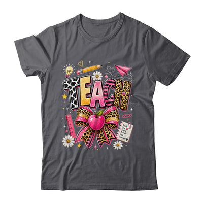 Preppy Leopard Teach Coquette Bow Leopard Back To School Shirt & Hoodie | teecentury