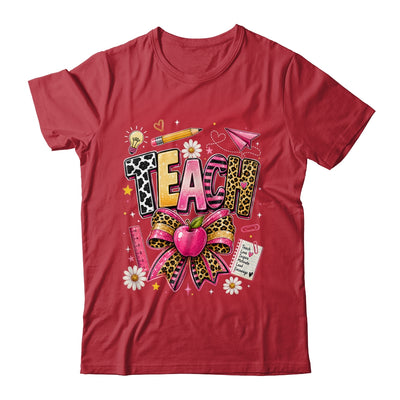 Preppy Leopard Teach Coquette Bow Leopard Back To School Shirt & Hoodie | teecentury