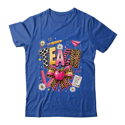 Preppy Leopard Teach Coquette Bow Leopard Back To School Shirt & Hoodie | teecentury