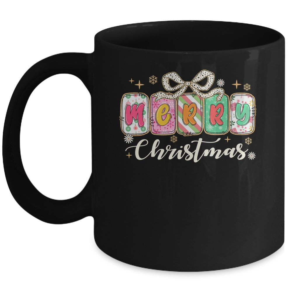 Preppy Merry Christmas Girly Xmas Cute Coquette Bow Girl Mug | teecentury