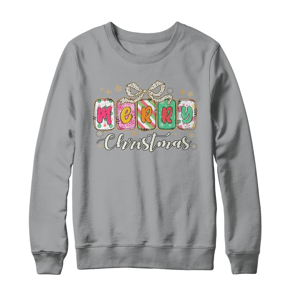 Preppy Merry Christmas Girly Xmas Cute Coquette Bow Girl Shirt & Sweatshirt | teecentury