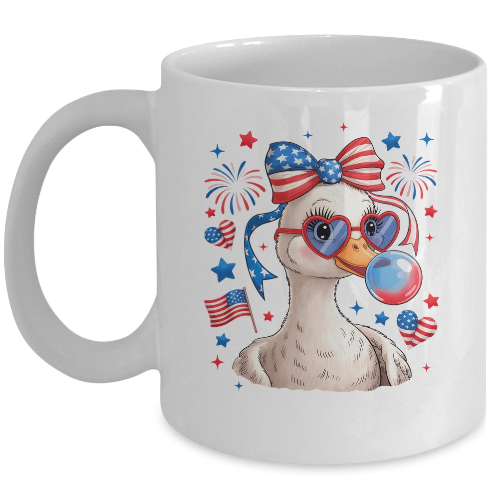 Preppy Patriotic Goose Coquette 4th Of July American Duck Mug | teecentury