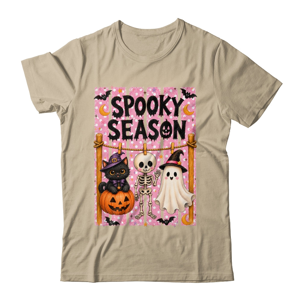 Preppy Spooky Season Coquette Skeleton Ghost Cat Halloween Shirt & Sweatshirt | teecentury
