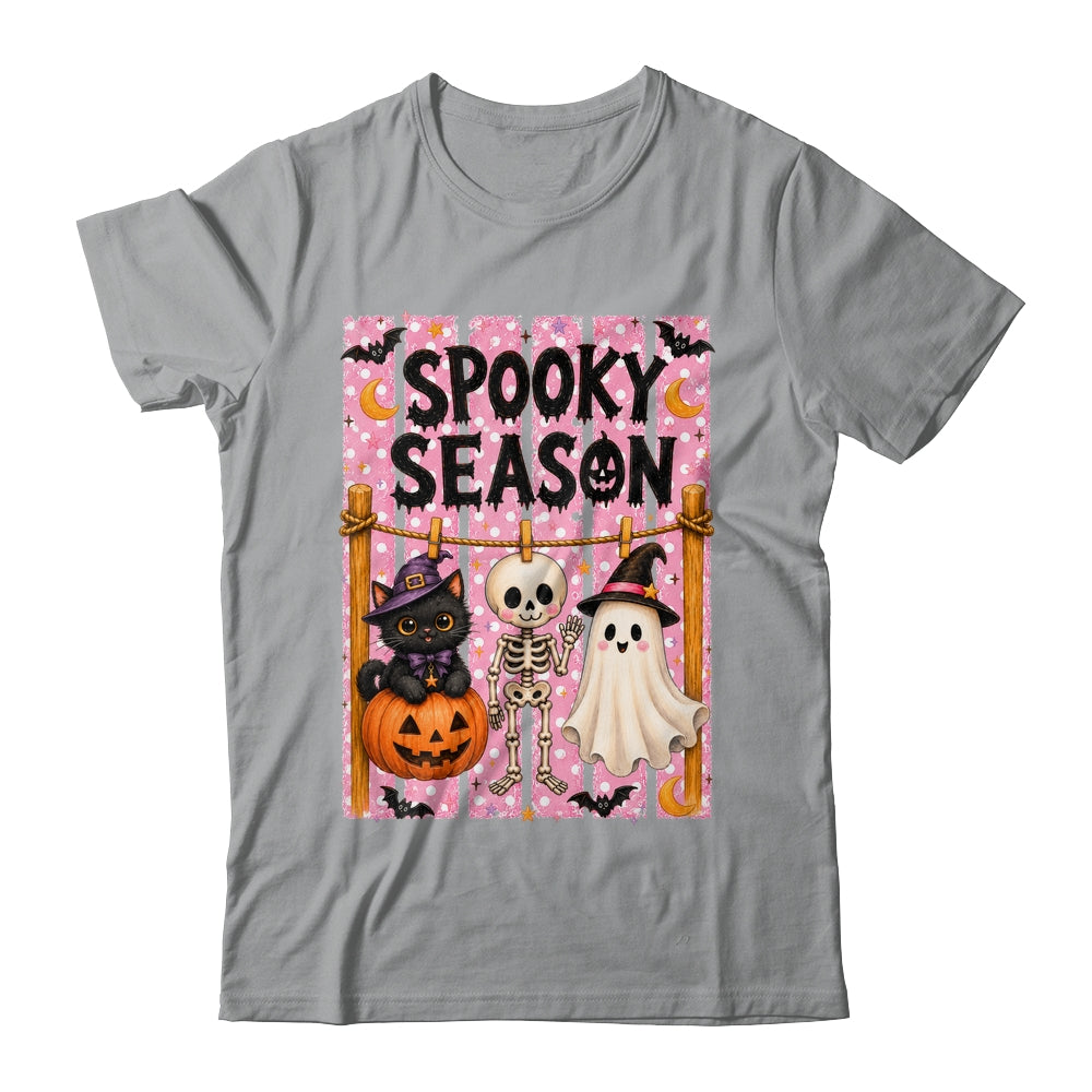 Preppy Spooky Season Coquette Skeleton Ghost Cat Halloween Shirt & Sweatshirt | teecentury