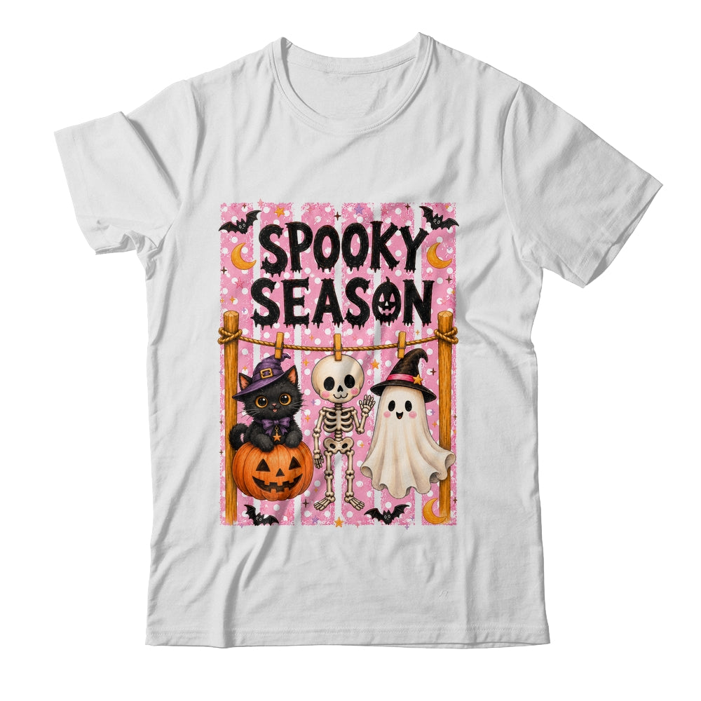 Preppy Spooky Season Coquette Skeleton Ghost Cat Halloween Shirt & Sweatshirt | teecentury