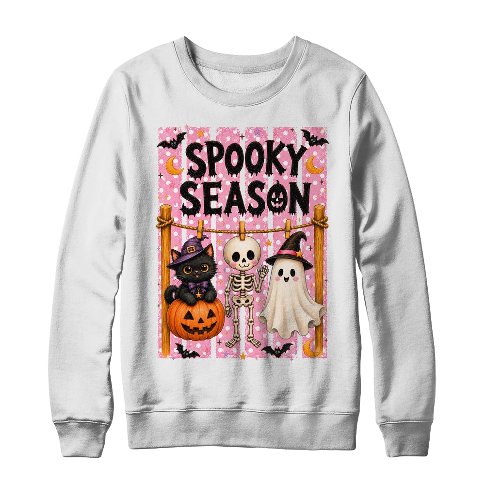 Preppy Spooky Season Coquette Skeleton Ghost Cat Halloween Shirt & Sweatshirt | teecentury