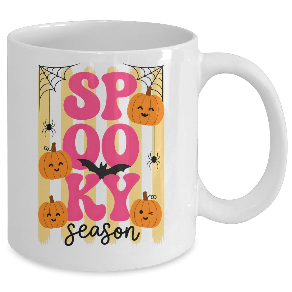 Preppy Spooky Season Fall Design Girly Halloween Striped Mug | teecentury