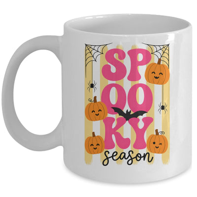 Preppy Spooky Season Fall Design Girly Halloween Striped Mug | teecentury