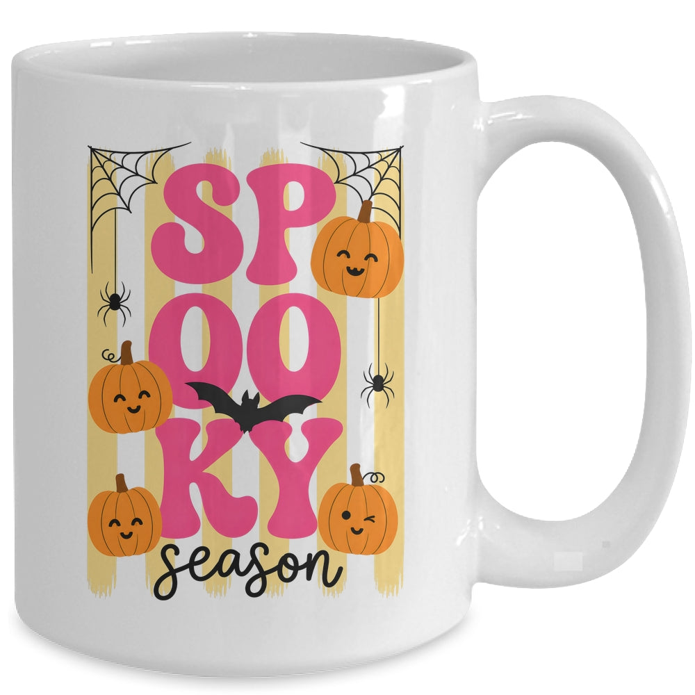 Preppy Spooky Season Fall Design Girly Halloween Striped Mug | teecentury