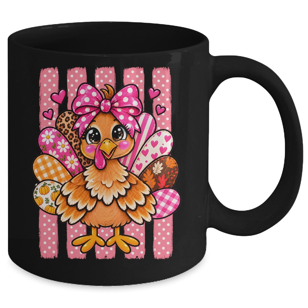 Preppy Thanksgiving Turkey Coquette Autumn Striped Leopard Mug | teecentury