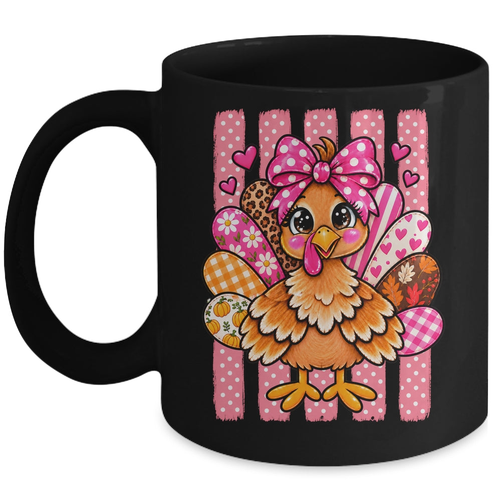 Preppy Thanksgiving Turkey Coquette Autumn Striped Leopard Mug | teecentury