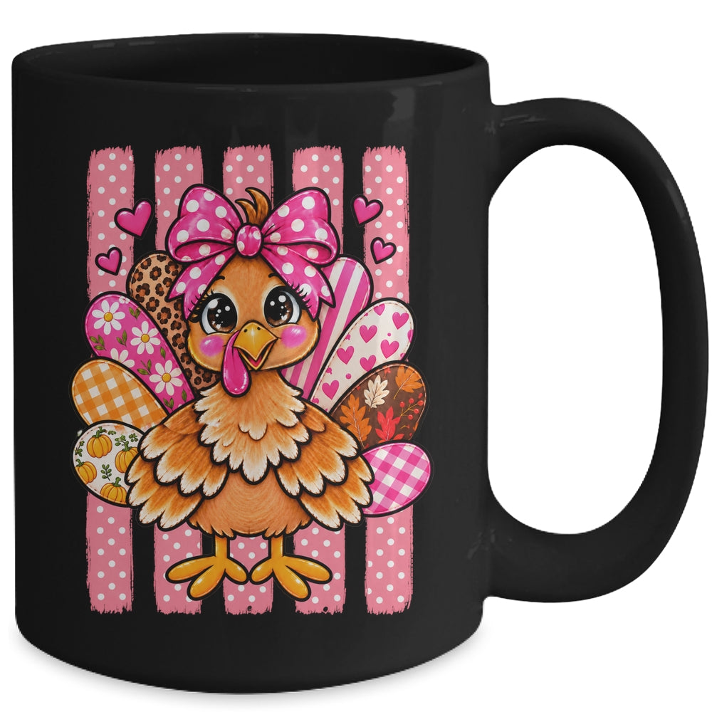 Preppy Thanksgiving Turkey Coquette Autumn Striped Leopard Mug | teecentury