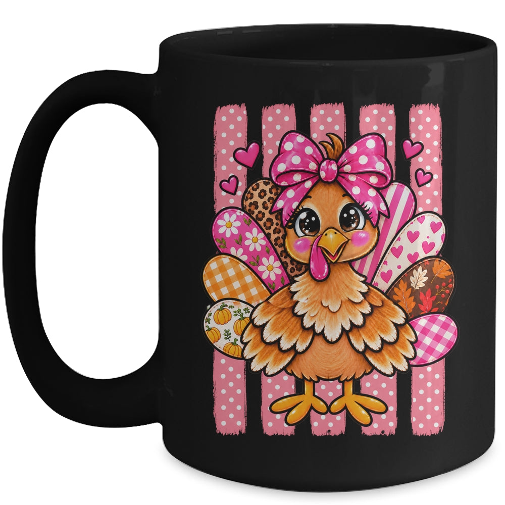 Preppy Thanksgiving Turkey Coquette Autumn Striped Leopard Mug | teecentury