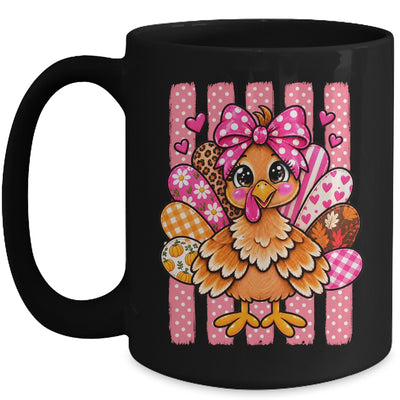 Preppy Thanksgiving Turkey Coquette Autumn Striped Leopard Mug | teecentury