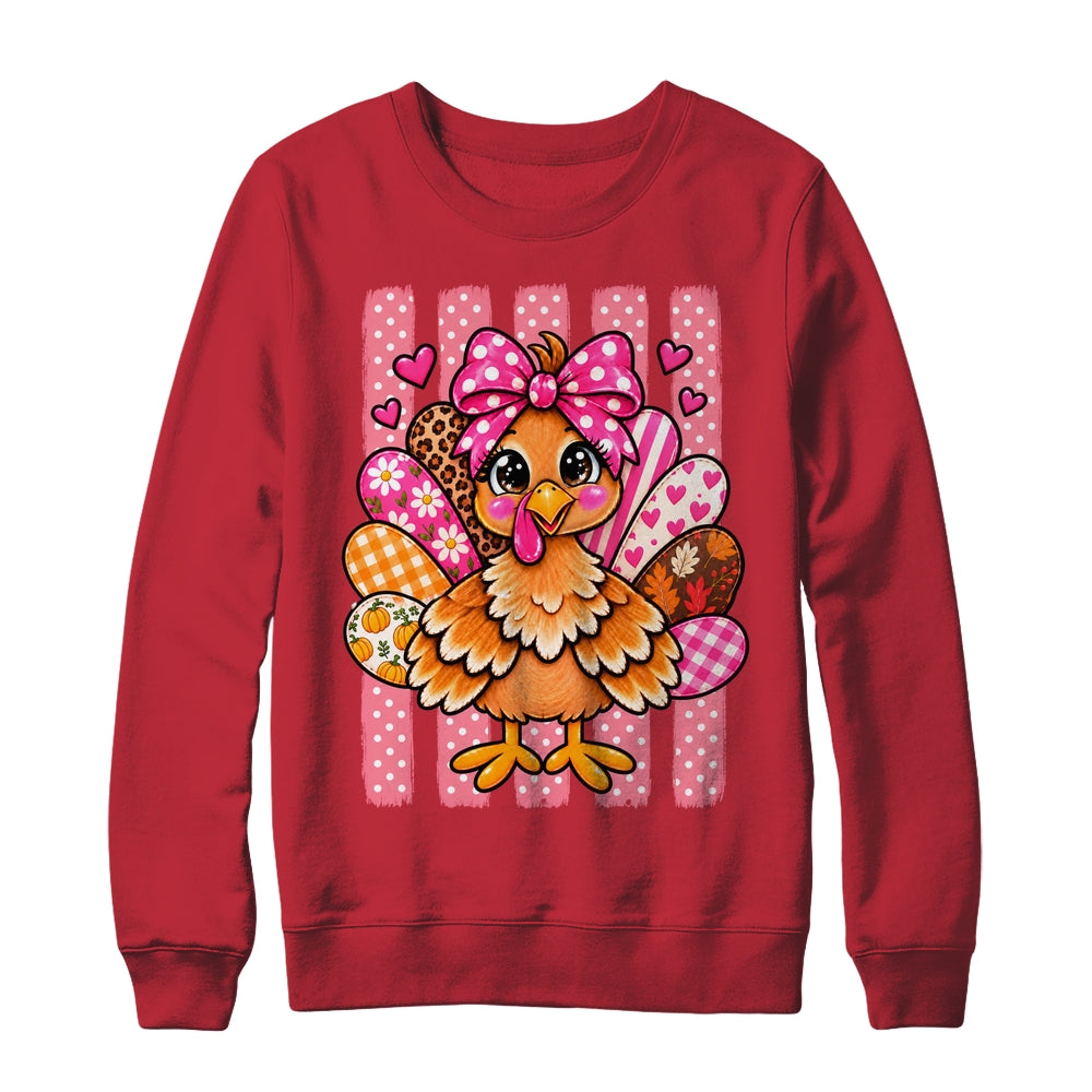 Preppy Thanksgiving Turkey Coquette Autumn Striped Leopard Shirt & Sweatshirt | teecentury