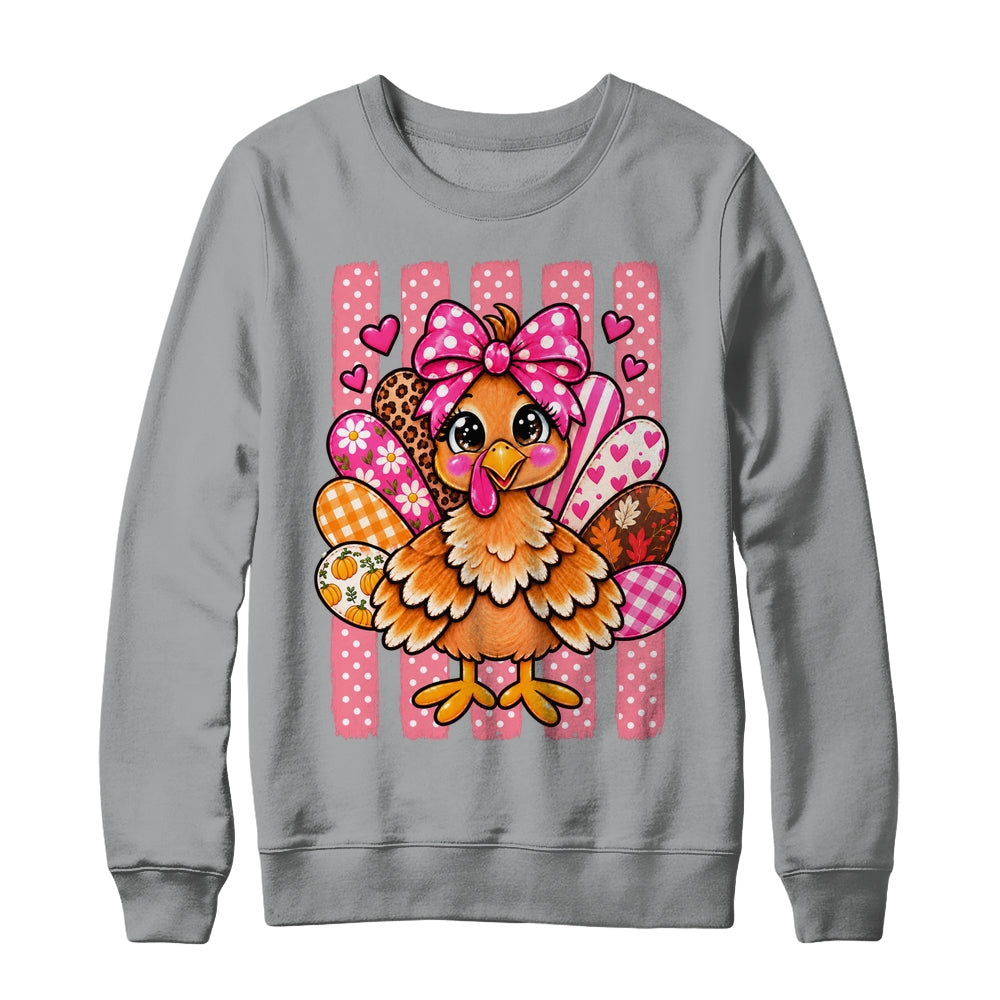 Preppy Thanksgiving Turkey Coquette Autumn Striped Leopard Shirt & Sweatshirt | teecentury