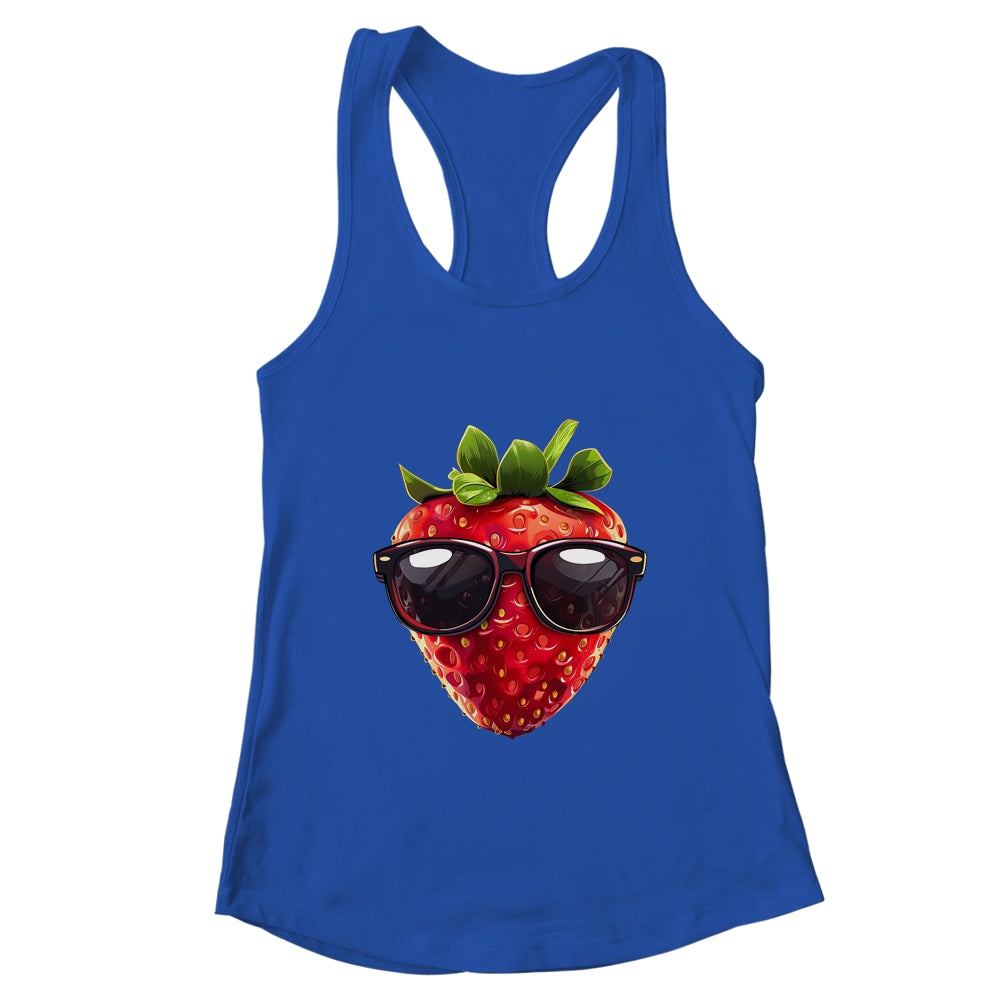 Pretty Strawberry Costume With Glasses For Fruits Lovers Shirt & Tank Top | teecentury