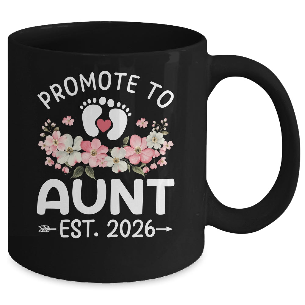 Promoted To Aunt 2026 First Time Floral New Aunt Mug | teecentury