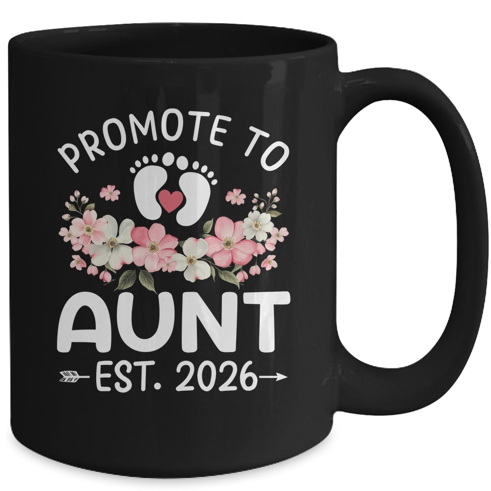 Promoted To Aunt 2026 First Time Floral New Aunt Mug | teecentury