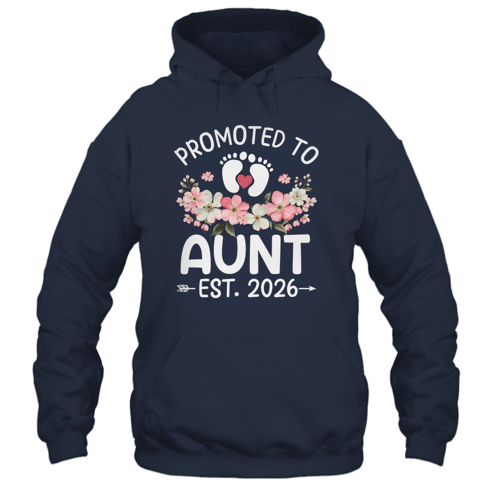 Promoted To Aunt 2026 First Time Floral New Aunt Shirt & Hoodie | teecentury