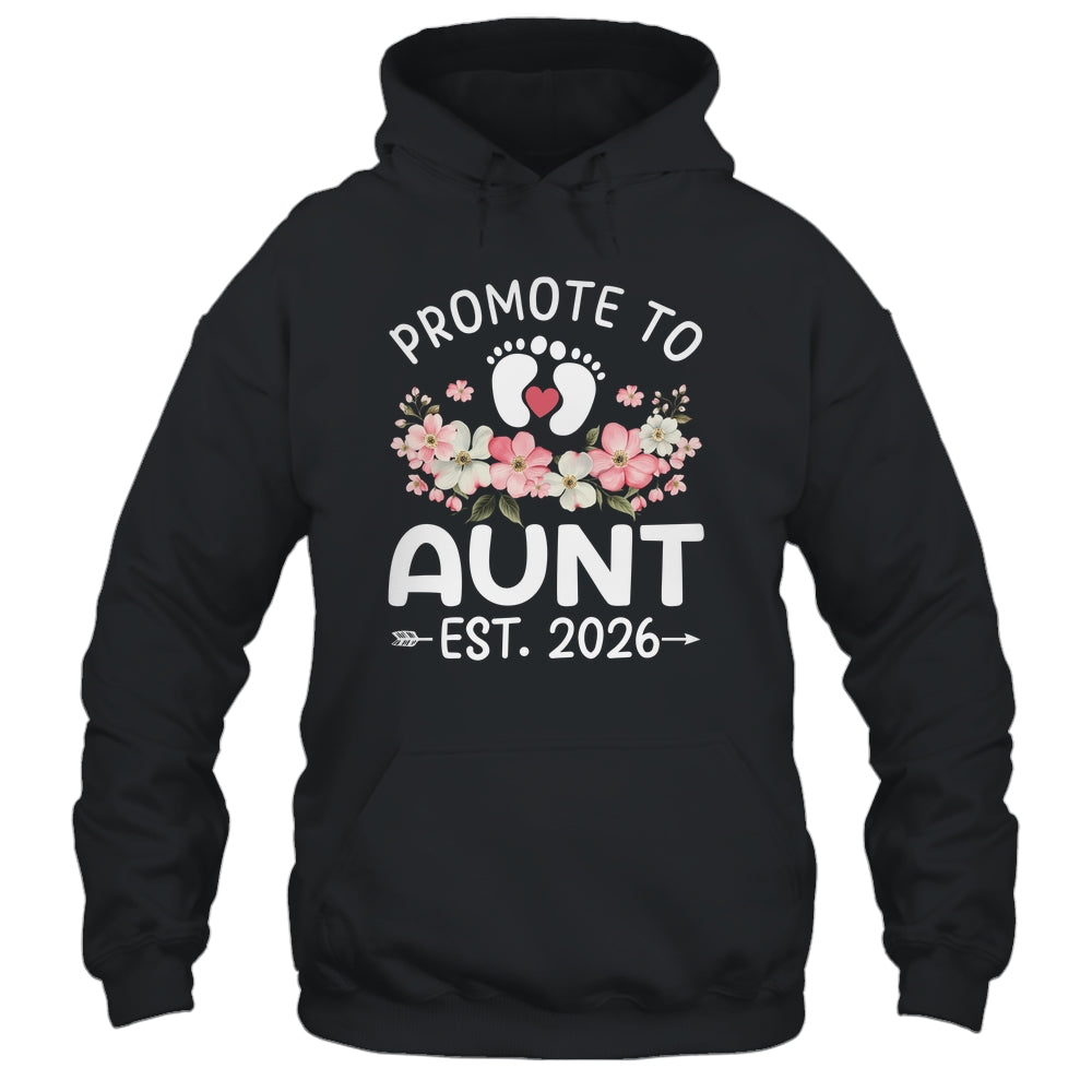 Promoted To Aunt 2026 First Time Floral New Aunt Shirt & Hoodie | teecentury