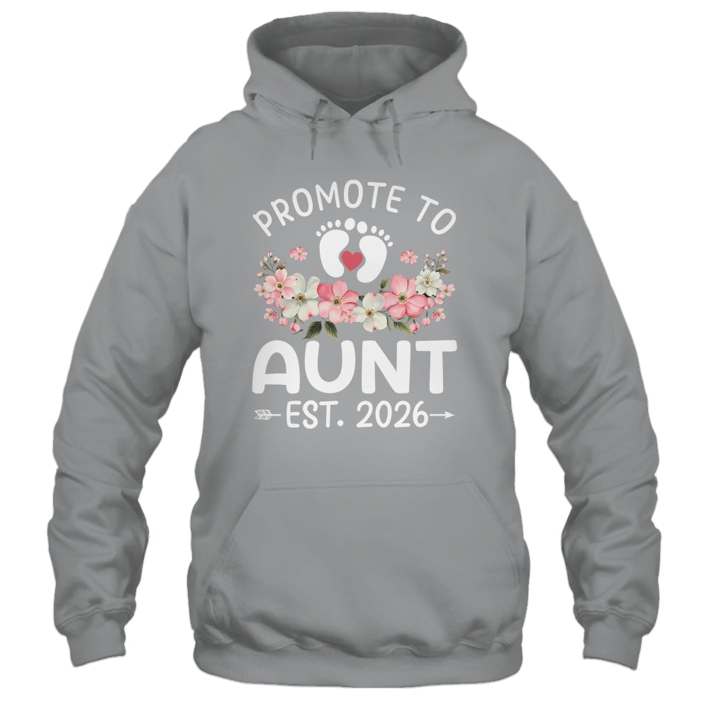 Promoted To Aunt 2026 First Time Floral New Aunt Shirt & Hoodie | teecentury