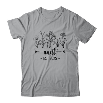 Promoted To Aunt Est 2025 Pregnancy Announcement Flower Shirt & Tank Top | teecentury