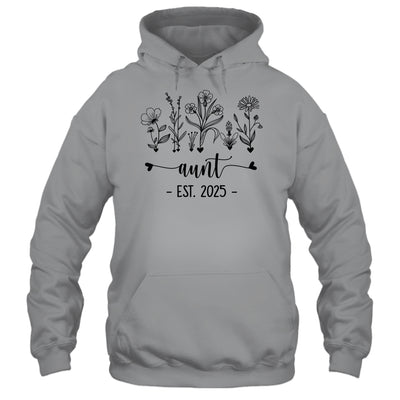 Promoted To Aunt Est 2025 Pregnancy Announcement Flower Shirt & Tank Top | teecentury